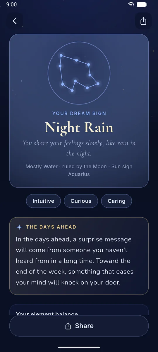Sky personality card
