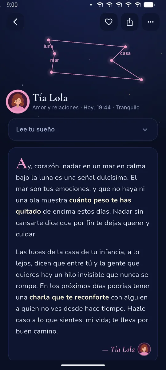 Una interpretación detallada, como una carta