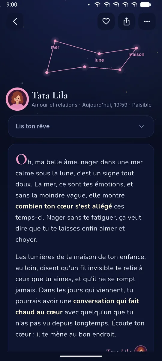 Une interprétation de rêve détaillée, comme une lettre